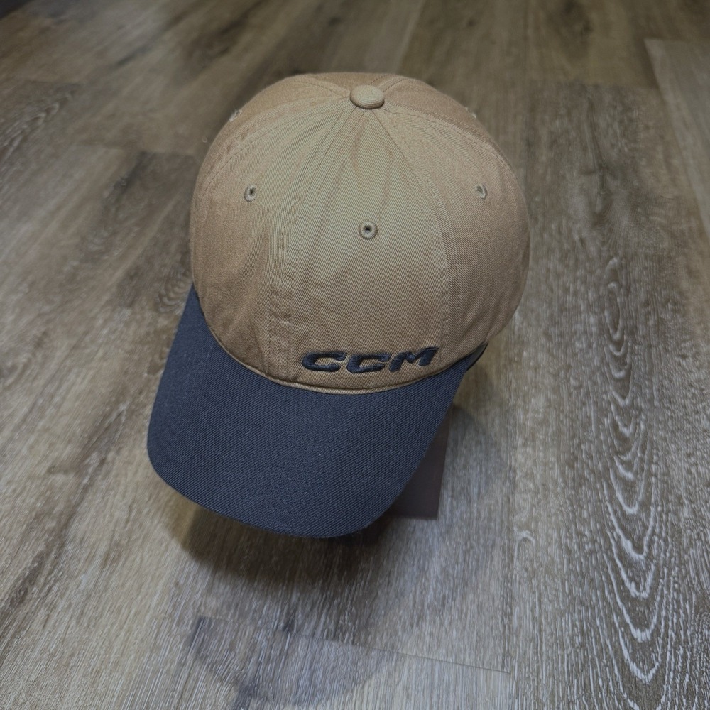 Vintage‎ CCM Hat Brown Black Hockey Adjustable Strap Baseball Cap Dad